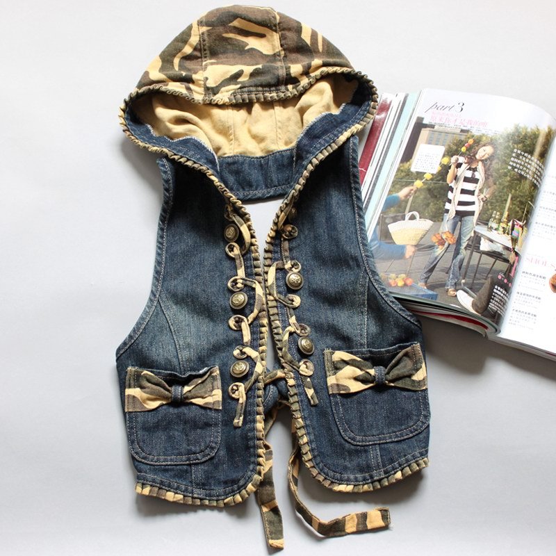 2012 four seasons women's fashion all-match denim vest short jacket vest 8034