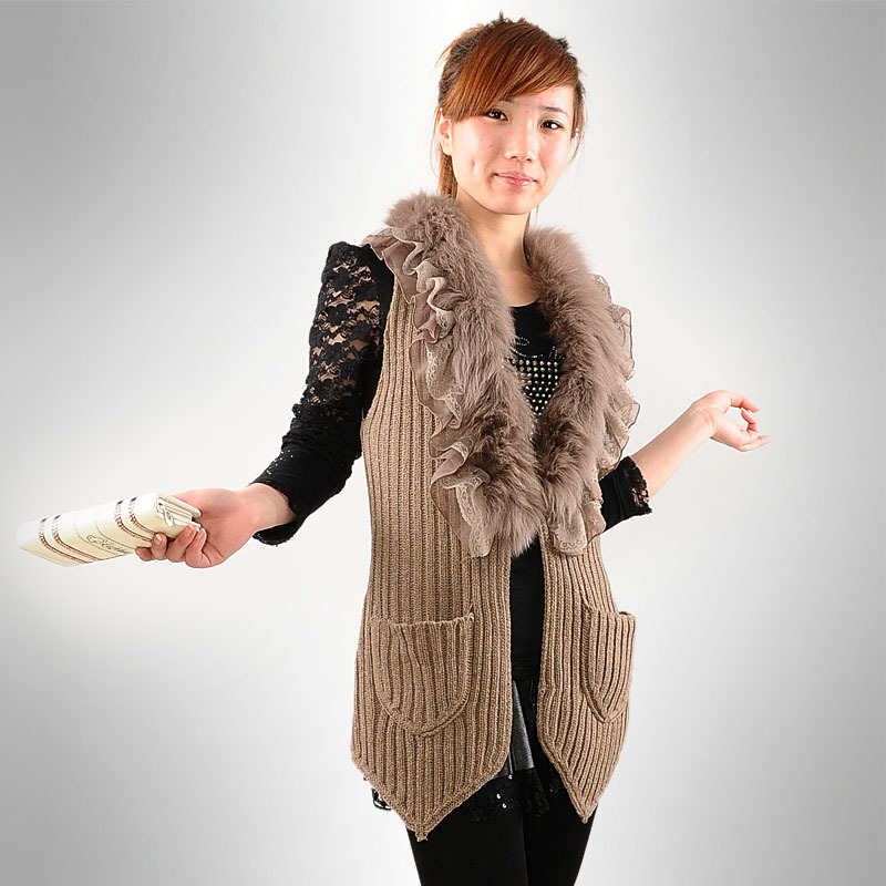 2012 fox fur cardigan fur vest outerwear Women