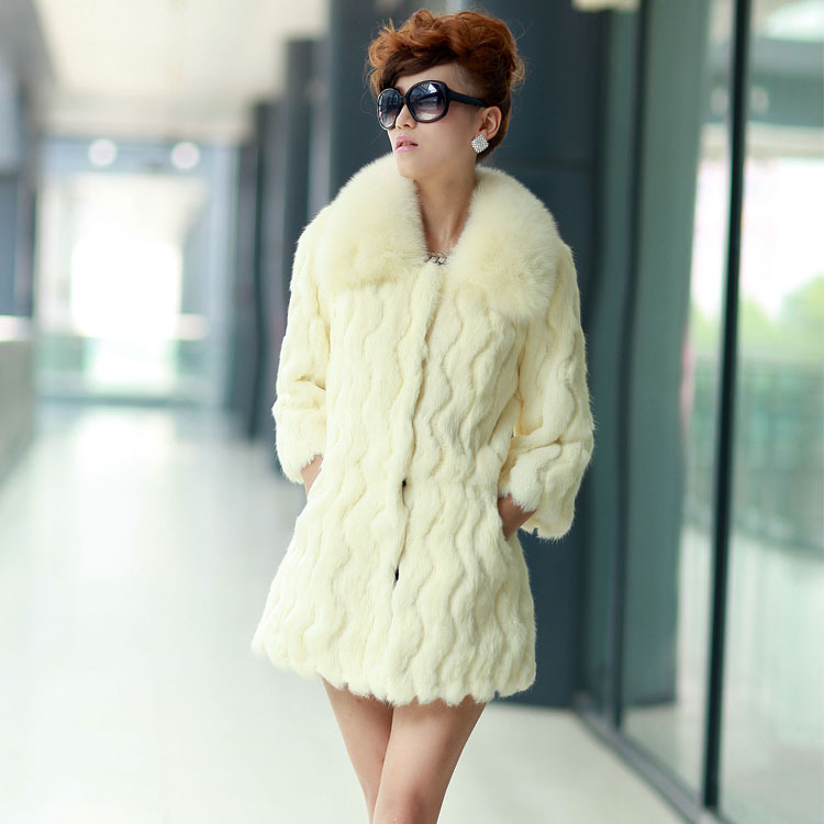 2012 fox fur clothes rex rabbit hair long design noble women's fur fashion outerwear