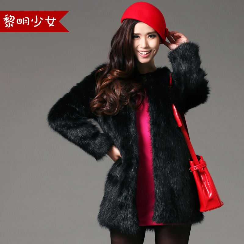 2012 fox fur coat medium-long outerwear top plush fleece overcoat