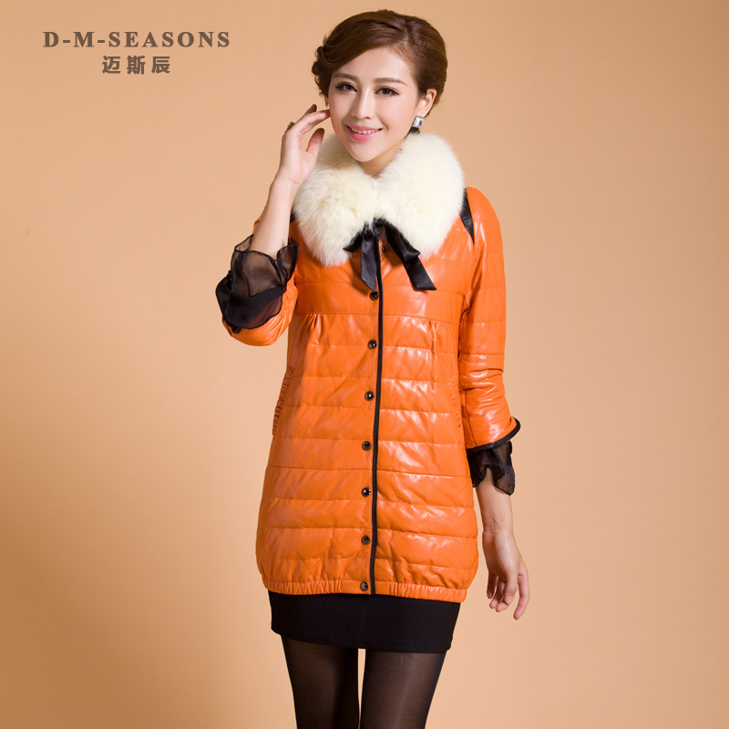 2012 fox fur genuine leather down coat leather clothing women outerwear