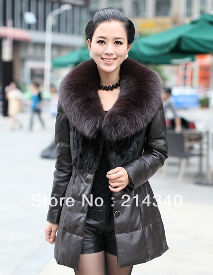 2012 fox fur mink hair genuine leather down coat leather clothing fur women's outerwear