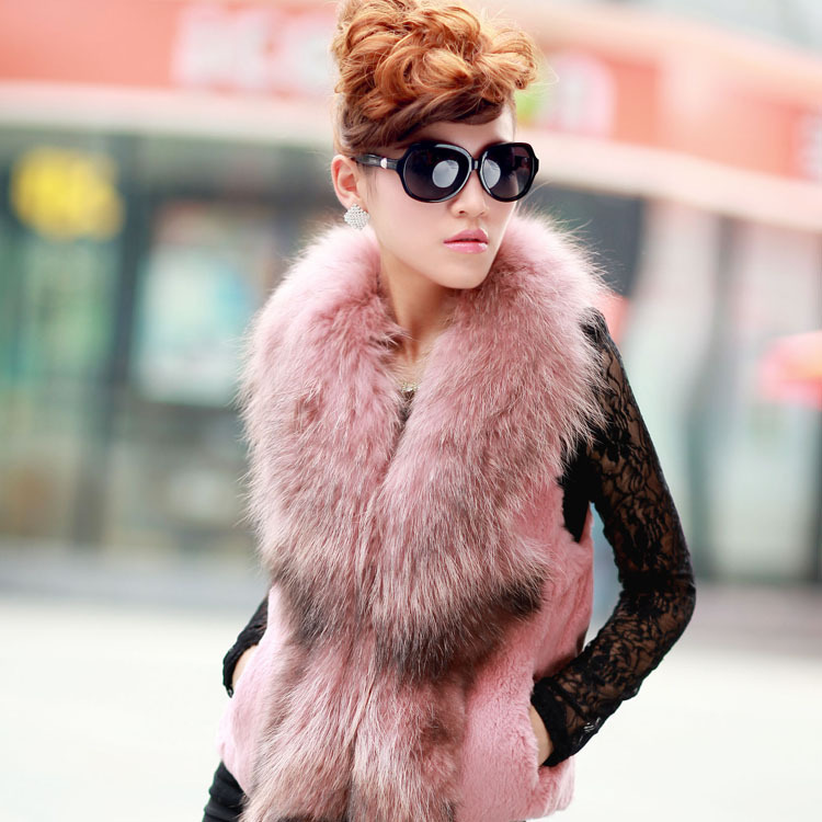 2012 fox fur plush vest rabbit fur cashmere autumn and winter noble fashion outerwear