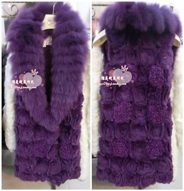 2012 fox fur rabbit fur plate flower long design fur vest female