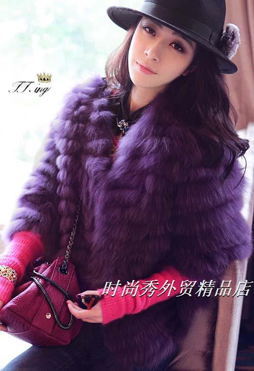 2012 fox fur rabbit hair thick ladies luxury fur outerwear free shipping