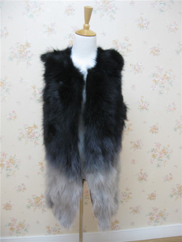 2012 fox fur raccoon fur vest vest medium-long gradient color fashion outerwear