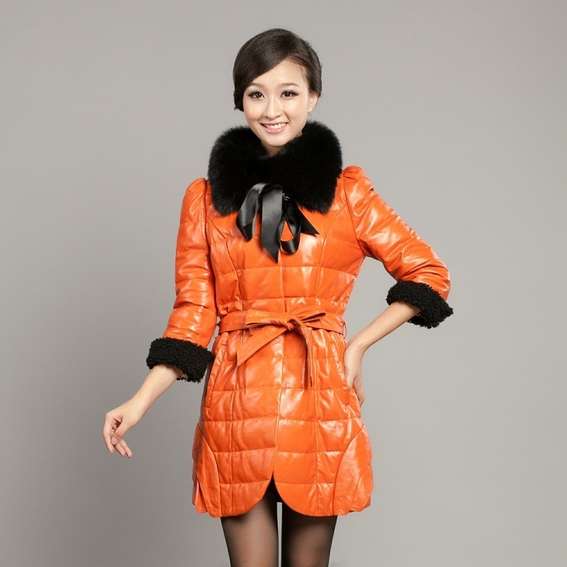 2012 fox fur sheepskin down coat female genuine leather clothing outerwear