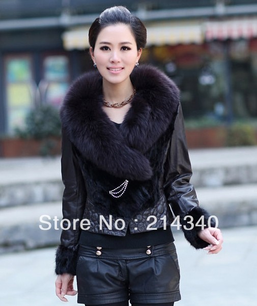 2012 fox fur sheepskin genuine leather clothing mink female fur coat