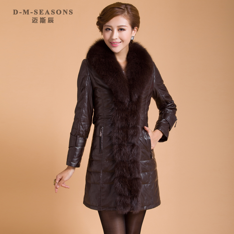 2012 fox fur sheepskin genuine leather down coat leather clothing women outerwear