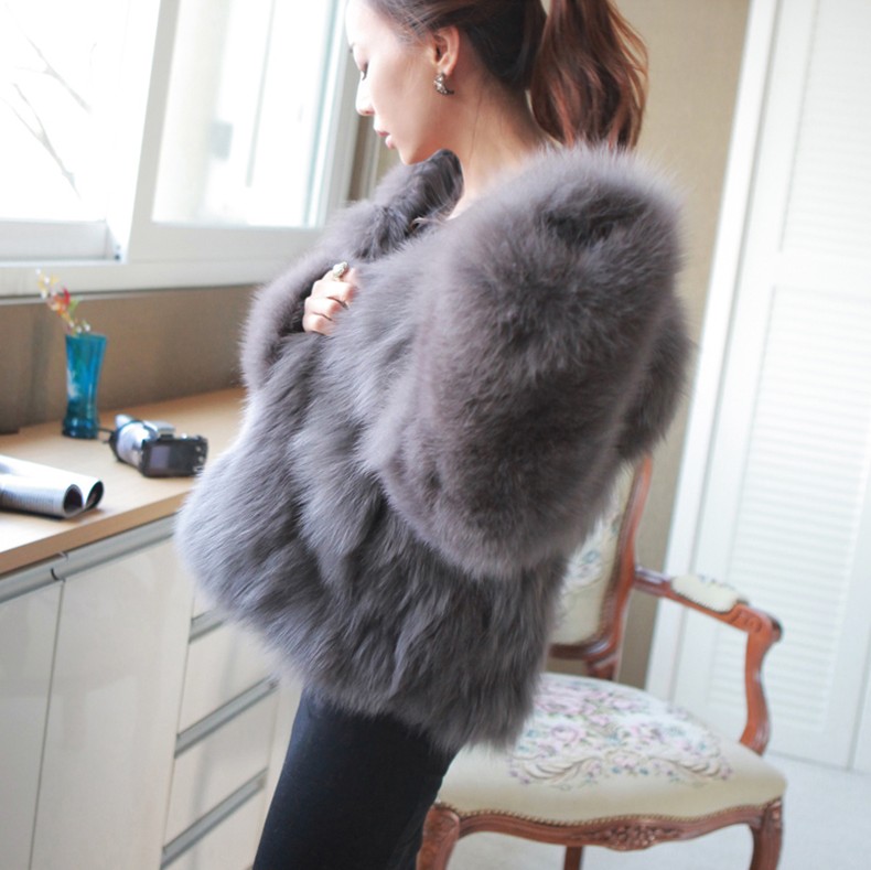 2012 fox fur short design overcoat women's fur coat