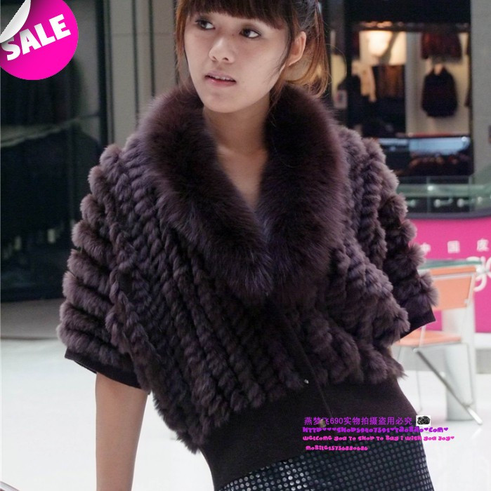 2012 fox fur sweater cape rex rabbit hair fur coat female short design