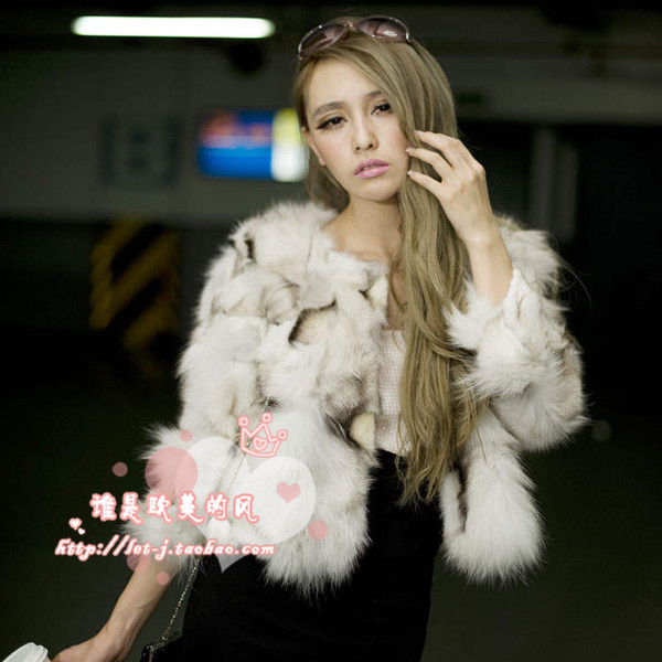 2012 fox fur wool fox wool three quarter sleeve fur overcoat outerwear ayomi white