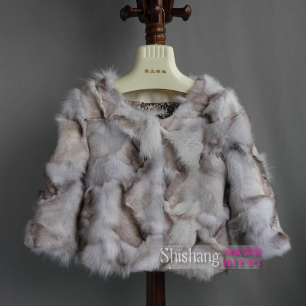 2012 fox wool o-neck short jacket fur coat