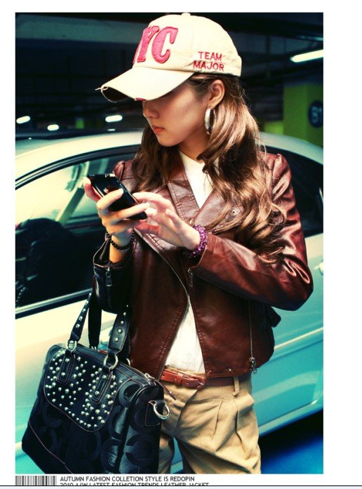 2012 free shipping brown color short women leather coat,lady leather coat,women leather jacket,wholesaler