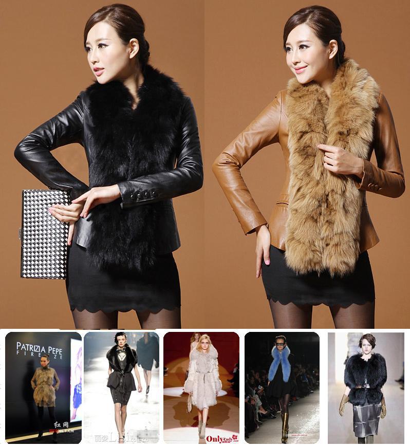 2012 free shipping discount filled with white duck down winter real genuine luxious fox fur collar can detach leather jacket