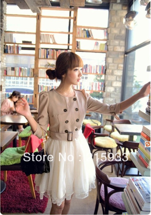 2012 free shipping   fashion dress for women  double-breasted sweet style