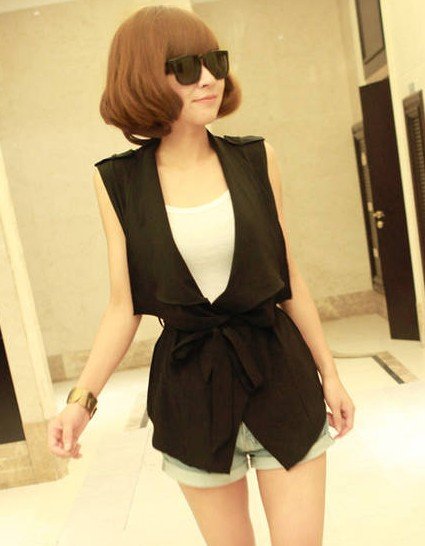 2012 Free shipping hot sale Fashion Lapel chiffon vest cardigan 3 color women lady s609