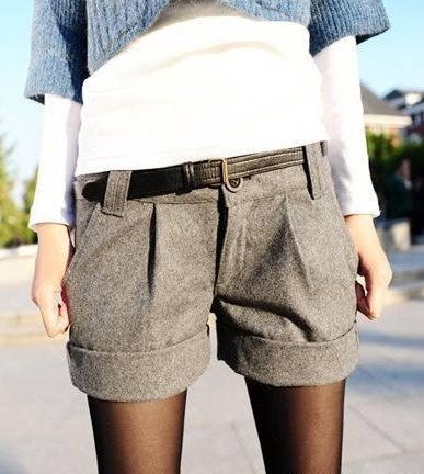 2012 Free shipping hot sale Leisure flanging wool women lady shorts bootcut s673