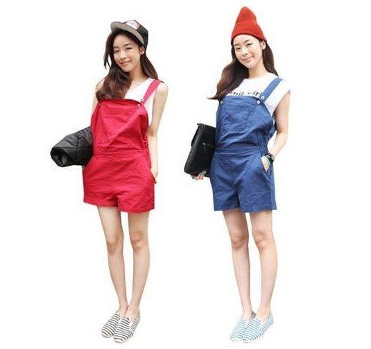 2012 Free shipping hot sale South Korea overalls braces Jumpsuit casual pants red blue s570