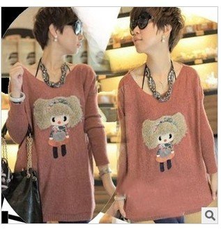 2012 free shipping ladies fashion long sleeved sweater soft & sweety style 2 color