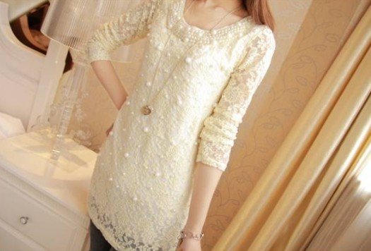 2012 Free shipping new arrival women's fashion pearl decoration lace long sleeve long bottoming shirt,top quality sweet shirt