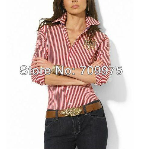 2012 Free shipping new fashion sexy solid women long sleeve striped polo shirt  long-sleeved