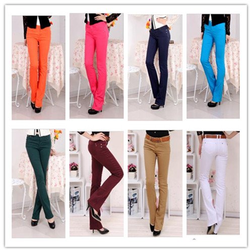 2012 Free shipping , Plus Size Women 's Fashion Boot Cut Trousers , Ladies ' Work Candy Colors Pants ,Wholesale