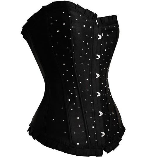 2012 free shipping sexy black bonded corset bodice clothing bust lingerie + thong