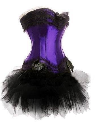 2012 free shipping sexy purple lace tight corset Gothic corset skirt S-2XL plant suppliers