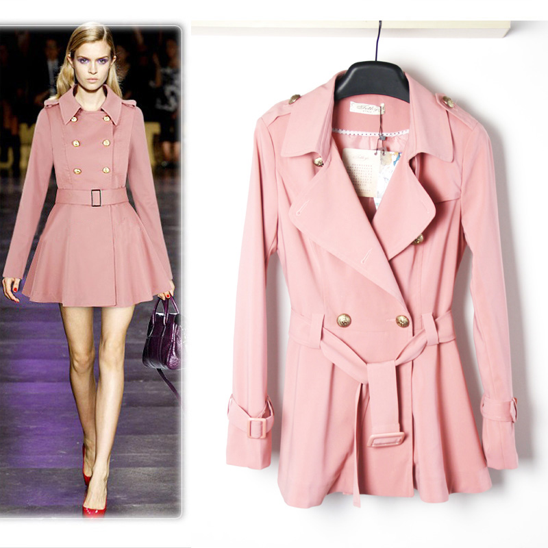 2012 free shipping spring and autumn women's clothing star trench outerwear lady's coat