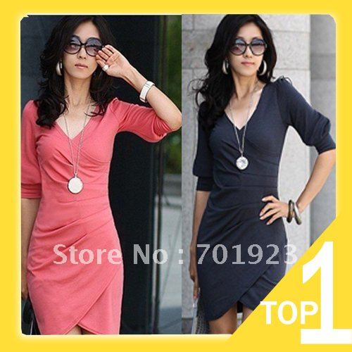 2012 Free Shipping Wholesale & Retail OL Style Ruffled Dress/Lady's Slim Fit Dress for Summer Y0702 (Drop shipping support!)