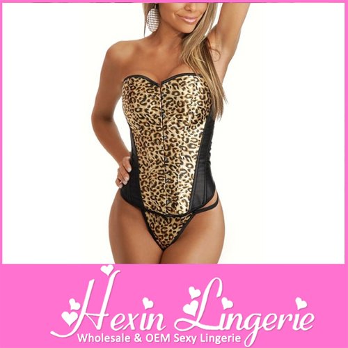 2012 Free Shipping Wholesale Sexy Leopard Overbust Corset,Body Shaper For Women Size S M L XL XXL LB4340