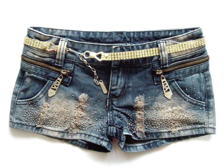 2012 Free Shipping Zipper Paillette Ornament Pockets Demin Shorts for Summer Rhinestone Denim Shorts Women