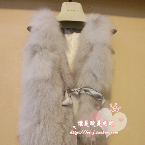 2012 full leather quality fox fur wool vest fur female