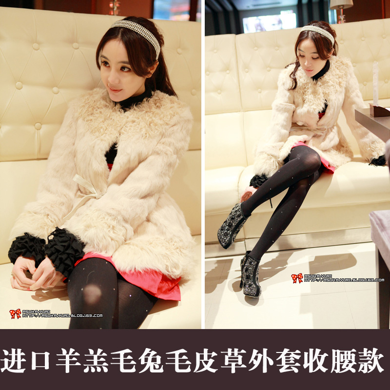 2012 full leather rabbit fur medium-long berber fleece fur outerwear fur coat