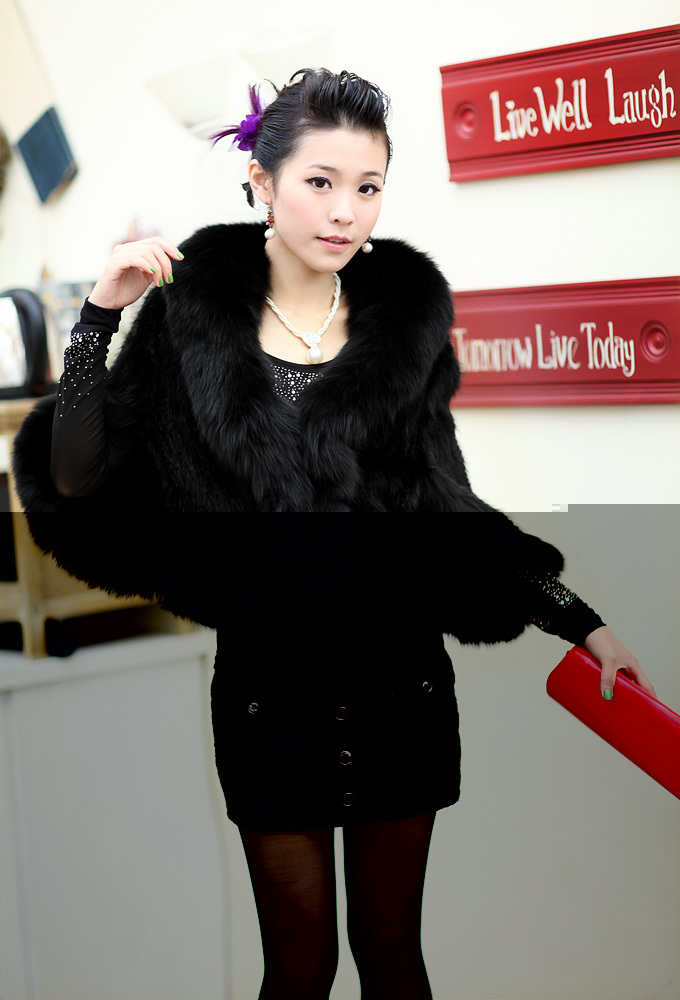 2012 fur cape large fox fur mink fur coat