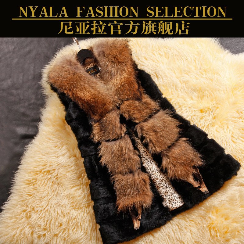 2012 fur casual raccoon fur rabbit fur coat vest d135