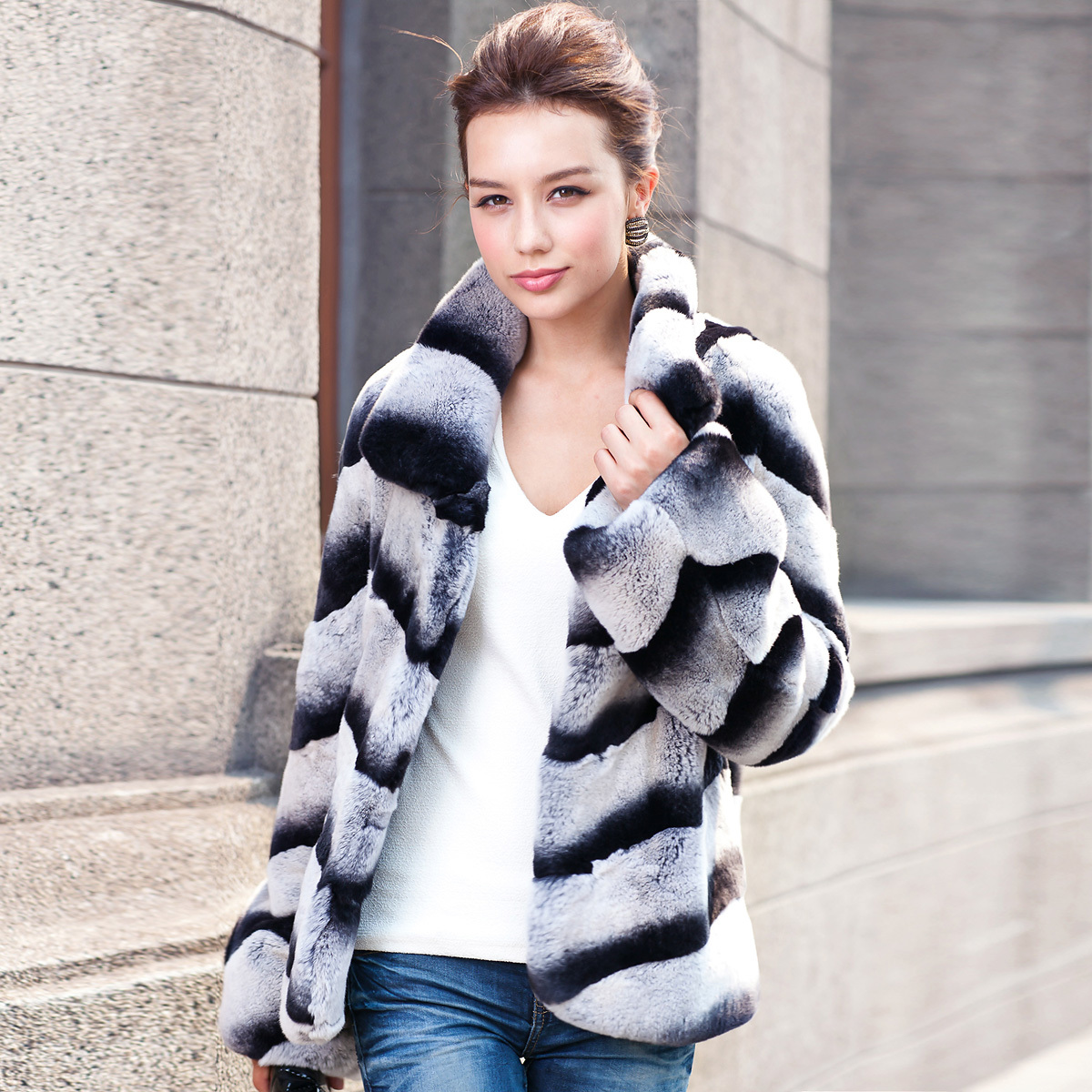 2012 fur coat female full leather rabbit cashmere overcoat outerwear lj2203