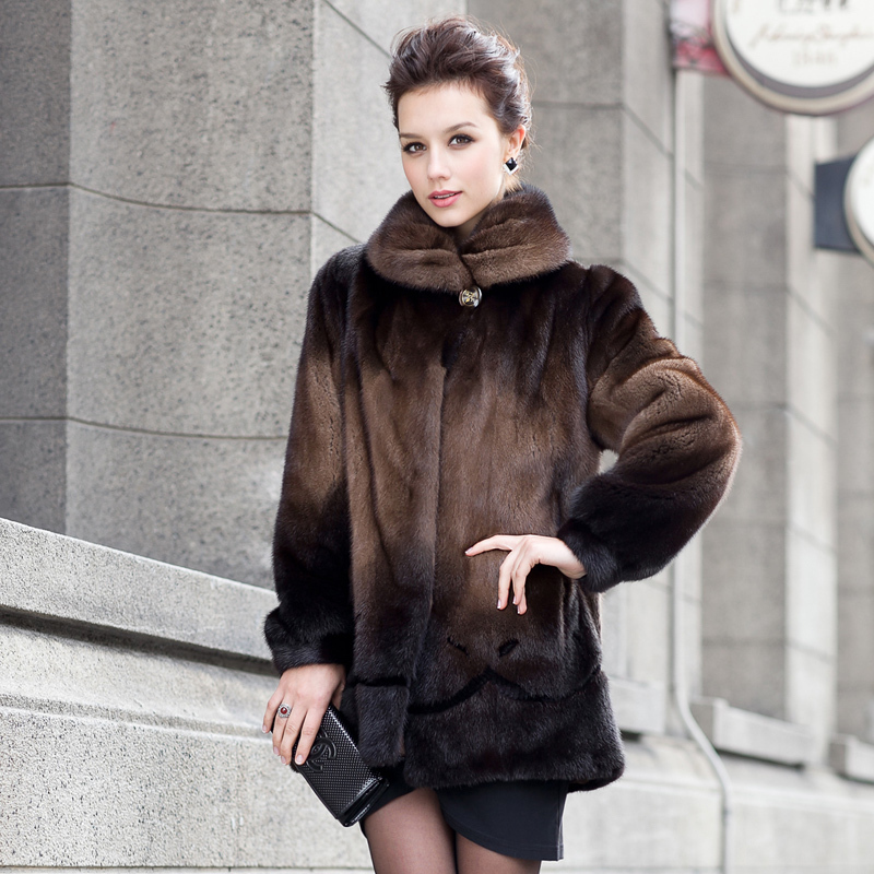 2012 fur coat female mink hair fur overcoat lj111