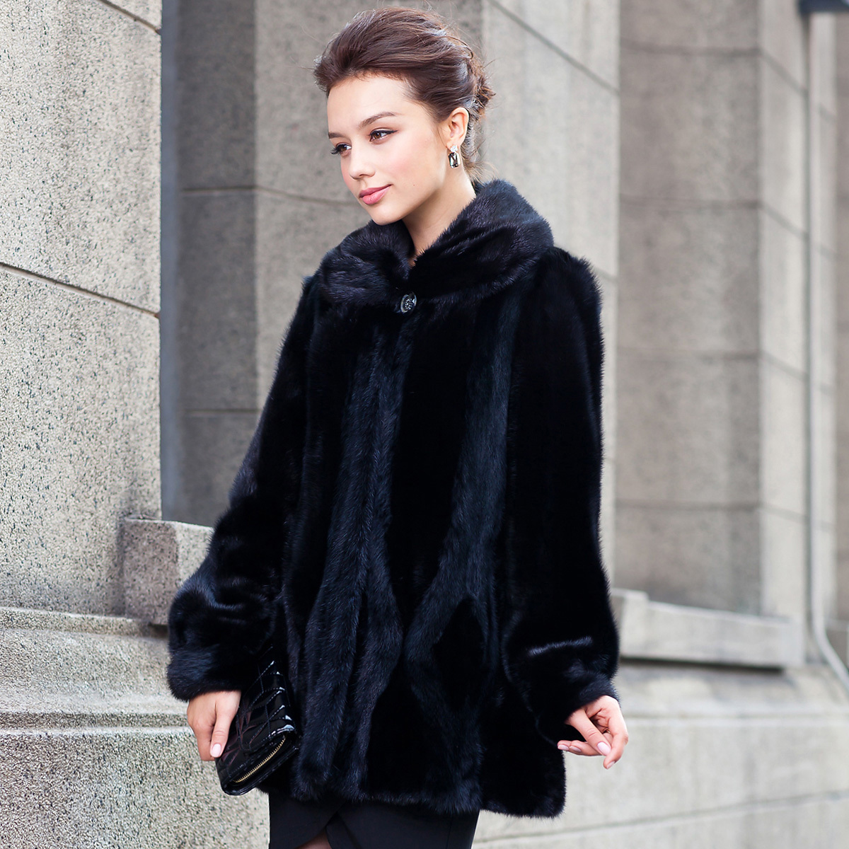 2012 fur coat female wool medium-long fur overcoat 9014