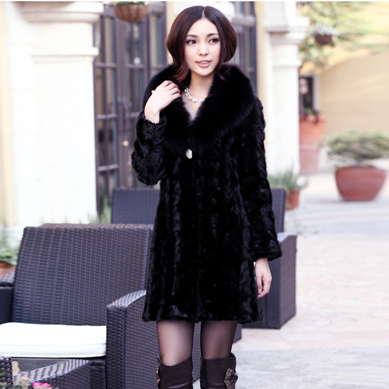 2012 fur coat fight mink Women marten overcoat s0908