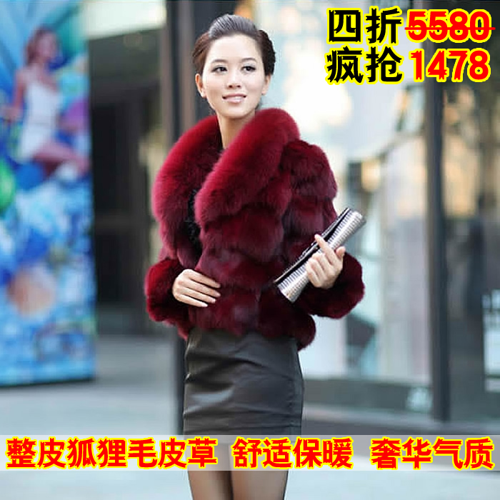 2012 fur coat fox fur short design Women mink fur coat