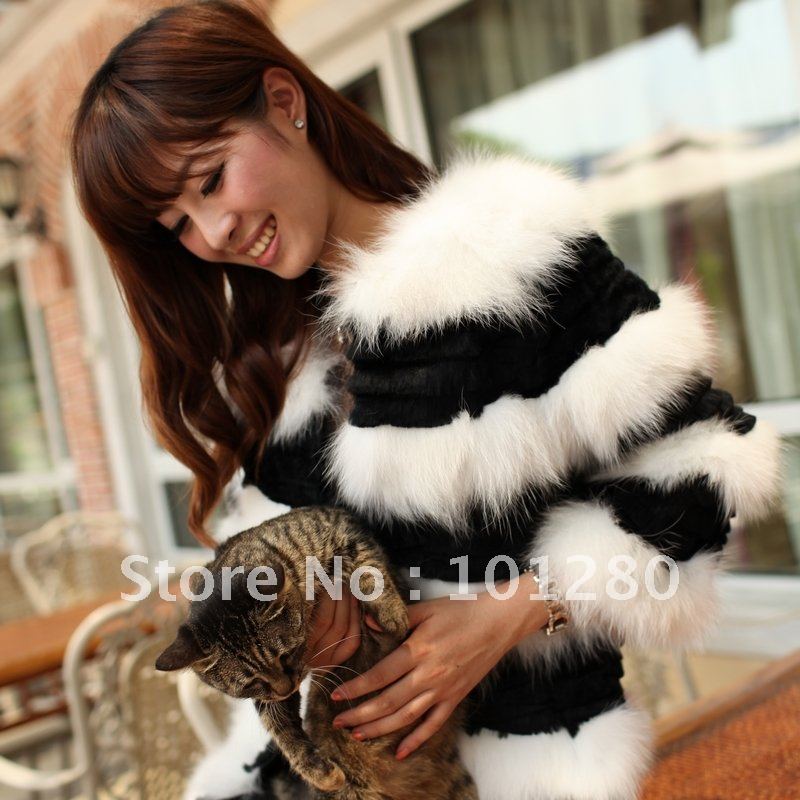 2012 fur coat fur patchwork belt leather overcoat women's vest long design