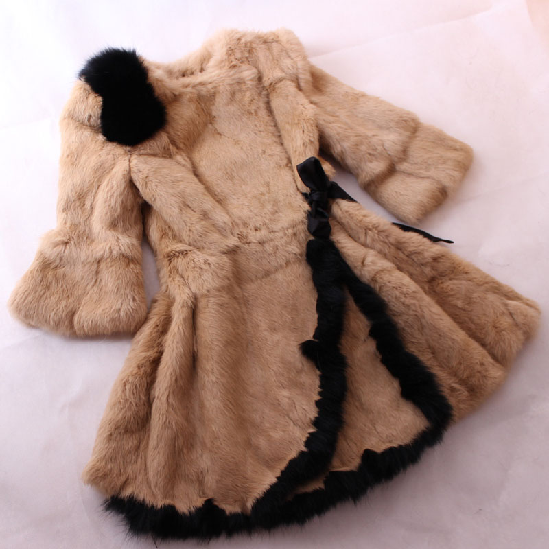 2012 fur coat rabbit fur medium-long slim women's outerwear overcoat autumn and winter