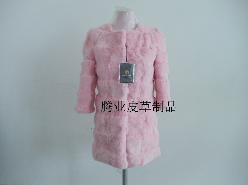 2012 fur coat rabbit fur o-neck medium-long fur overcoat