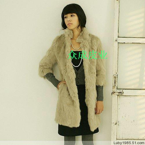 2012 fur coat rabbit fur outerwear fur overcoat fur overcoat medium-long short design