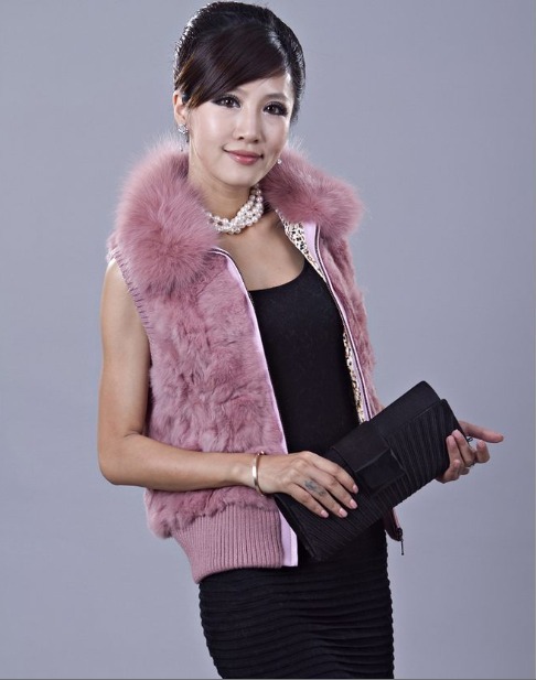 2012 fur coat rabbit fur vest female short design rabbit sweater vest rabbit fur vest