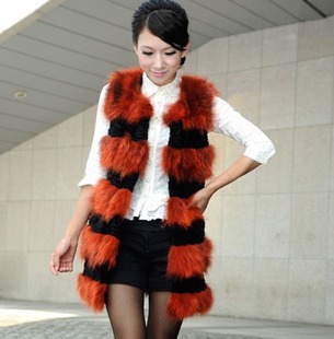 2012 fur coat rabbit hair raccoon rex rabbit hair fur vest lace decoration medium-long fur