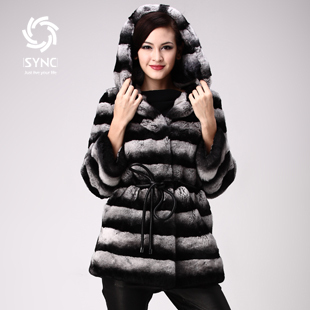 2012 fur coat rex rabbit long design rex rabbit goatswool 9 hooded