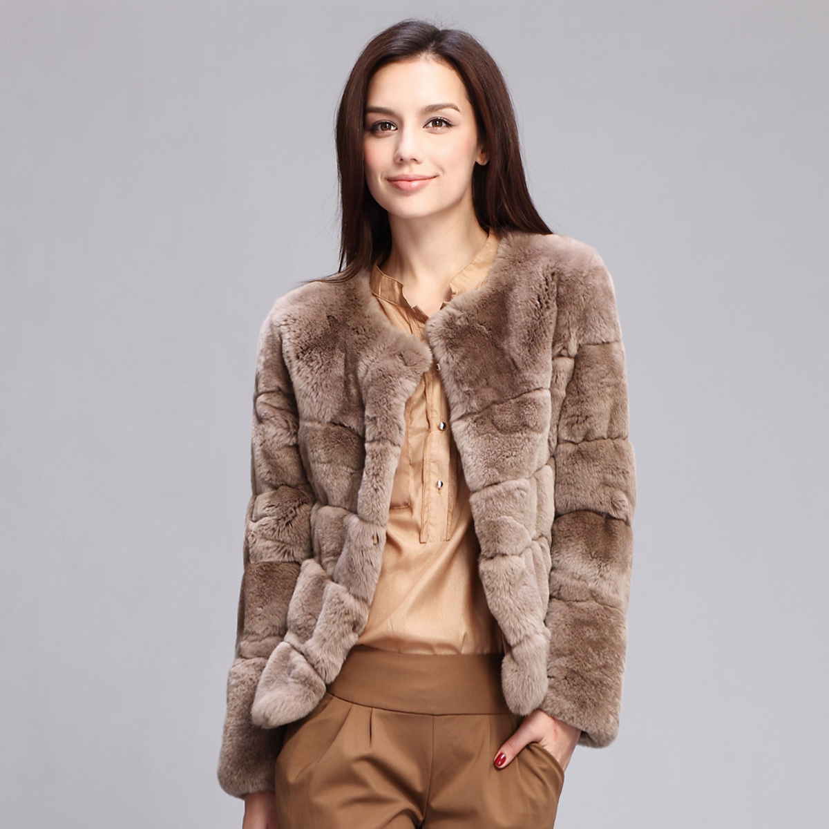 2012 fur coat short design full leather rex rabbit hair Women fur lj6010